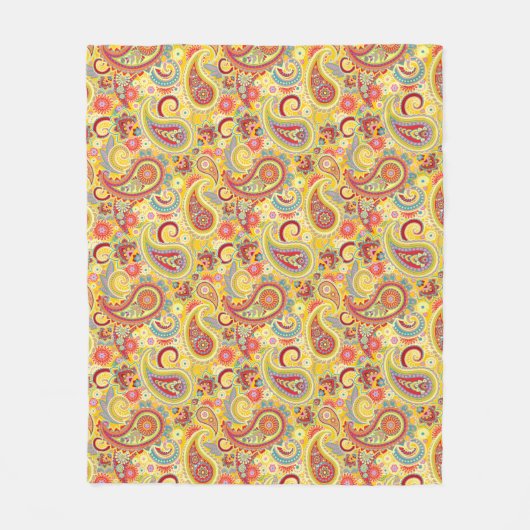 ヒッピトリップ（幻覚体験）のようなーペイズリー フリースブランケット (正面)