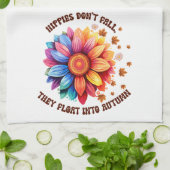 ヒッピーおもしろいス引用文ひまわり秋 キッチンタオル (折り畳み)