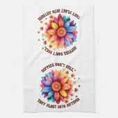 ヒッピーおもしろいス引用文ひまわり秋 キッチンタオル (縦)