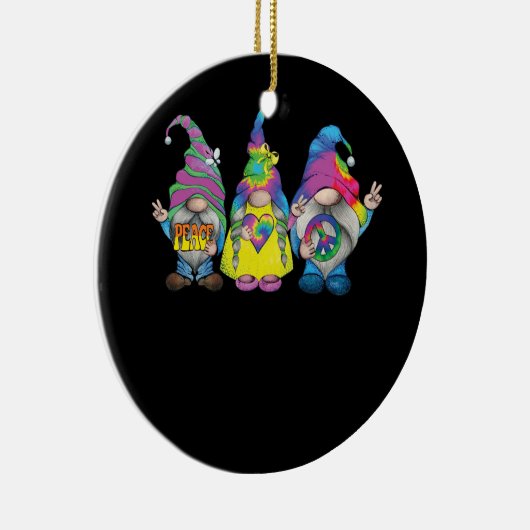 ヒッピーおもしろい格言ピースサイン格言愛好家の男性を見る セラミックオーナメント (右)