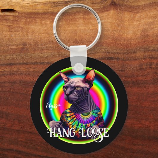 ヒッピーおもしろい・スフィンクス・キャット キーホルダー (裏面)
