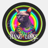 ヒッピーおもしろい・スフィンクス・キャット ラウンドシール (正面)