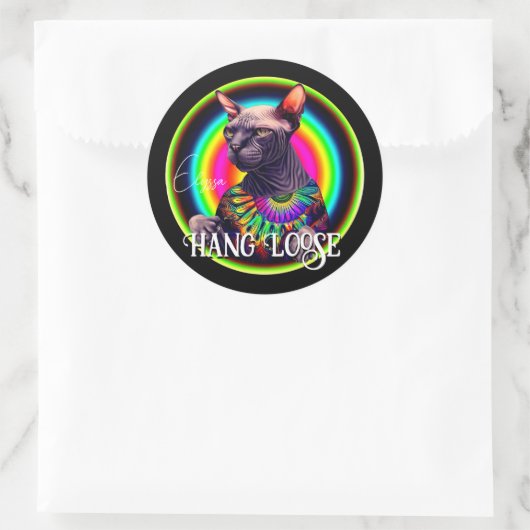 ヒッピーおもしろい・スフィンクス・キャット ラウンドシール (バッグ)