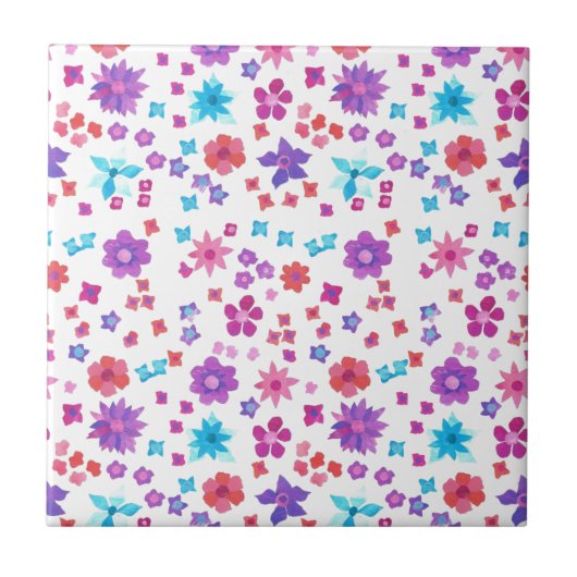 ヒッピーかわいらしフラワーパワーセラミックタイル タイル (正面)