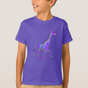 ヒッピーきらめくスタイルパープルキリン Tシャツ