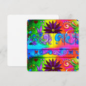 ヒッピーなグルーヴィーカラーの招待カード 招待状 (正面/裏面)