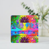 ヒッピーなグルーヴィーカラーの招待カード 招待状 (スタンド正面)