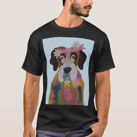 ヒッピーなセントバーナード Tシャツ (正面)