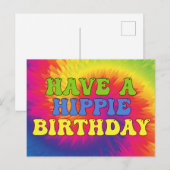 ヒッピーな誕生日をお祝い タイダイ おしゃれ カラフル 70年代スタイル ポストカード (正面/裏面)