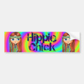 ヒッピーのひよこの60年代の絞り染めの大きい目の人形のヘッドバンド バンパーステッカー (正面)
