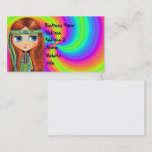 ヒッピーのひよこの60年代の絞り染めの大きい目の人形 名刺 (正面/裏面)