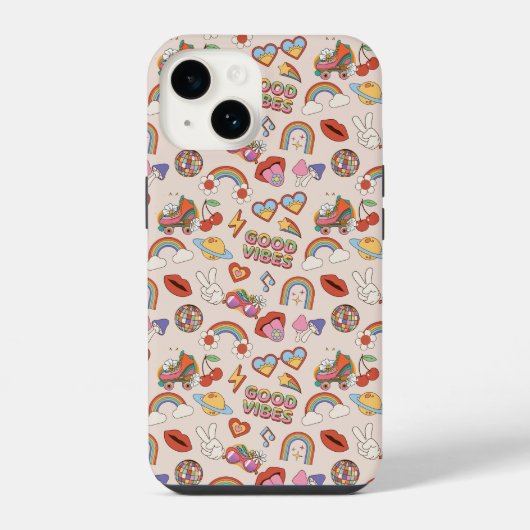 ヒッピーのアイコンパターン iPhoneケース (裏面)