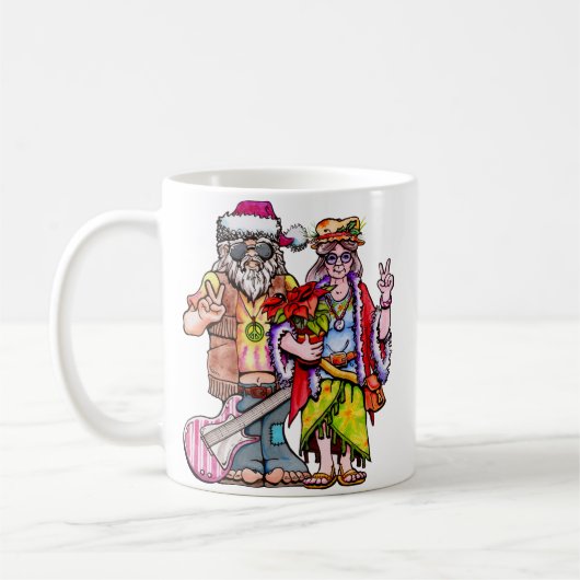ヒッピーのサンタカップル コーヒーマグカップ (左)
