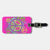 ヒッピーのスタイルのピースサインの荷物のラベル ラゲッジタグ (正面横)