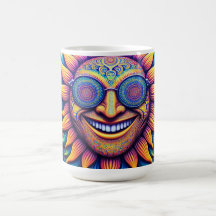 ヒッピーのテーマのひまわりのコーヒーマグ