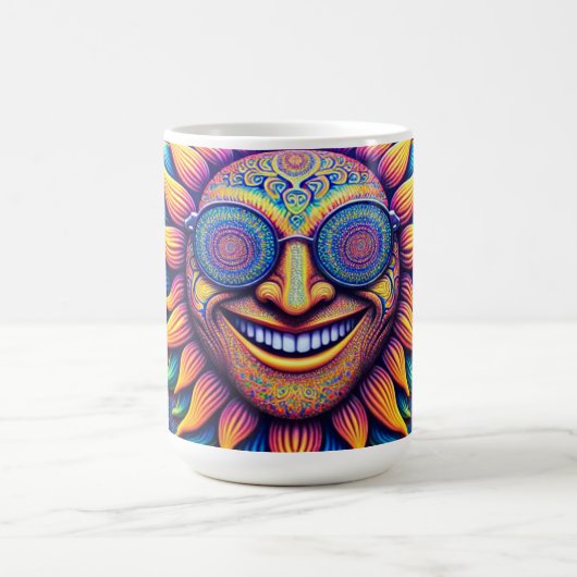 ヒッピーのテーマのひまわりのコーヒーマグ コーヒーマグカップ (中央)
