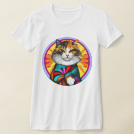ヒッピーのネコ Tシャツ