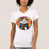 ヒッピーのネコ Tシャツ (正面)