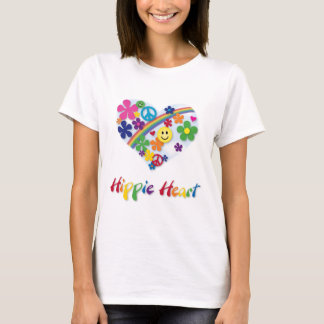 ヒッピーのハートのワイシャツ Tシャツ
