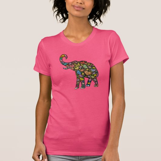 ヒッピーのハートパターン象のTシャツ Tシャツ (正面)