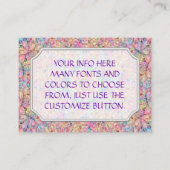 ヒッピーのパステルカラーのヴィンテージのフラクタルの万華鏡のように千変万化するパターン 名刺 (裏面)