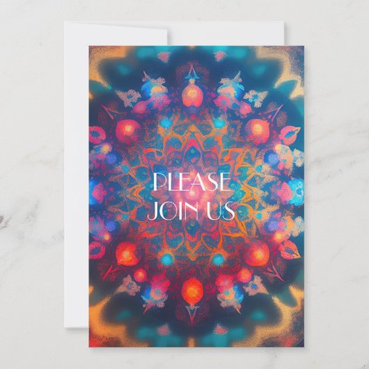 ヒッピーのフラクタルを描いた壮観 招待状 (正面)