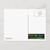 ヒッピーのフラクタルパターンパープルターコイズ&イエロー ポストカード (裏面)