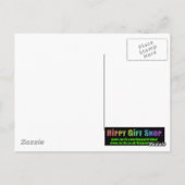 ヒッピーのフラクタルパターンピンクターコイズ&イエロー ポストカード (裏面)