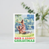 ヒッピーの休日の写真はグルービークリスマスを持っている ポストカード (スタンド正面)