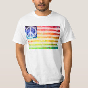 ヒッピーの平和変種の旗 Tシャツ