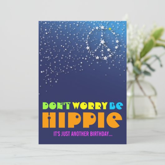 ヒッピーの幸せな第40誕生日の平和パーティの招待状 招待状 (スタンド正面)
