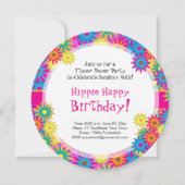 ヒッピーの幸せな60年代のレトロのテーマのフラワーパワーのパーティー 招待状 (裏面)