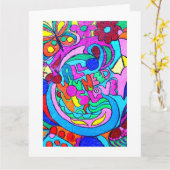 ヒッピーの溝のような平和と愛 カード (黄色い花)