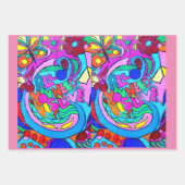 ヒッピーの溝のような平和と愛 ラッピングペーパーシート (正面3)