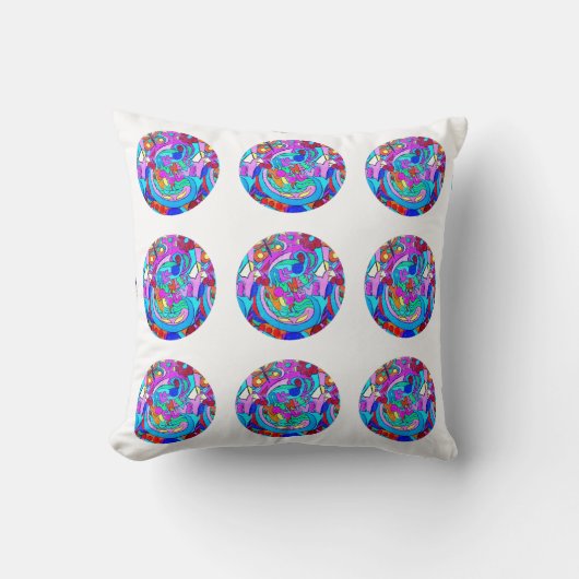 ヒッピーの溝深い愛の輪 クッション (正面)