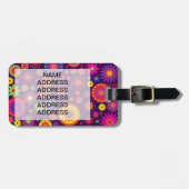 ヒッピーの紫色の虹の花 ラゲッジタグ (正面横)