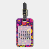 ヒッピーの紫色の虹の花 ラゲッジタグ (正面縦)