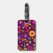 ヒッピーの紫色の虹の花 ラゲッジタグ (裏面縦)