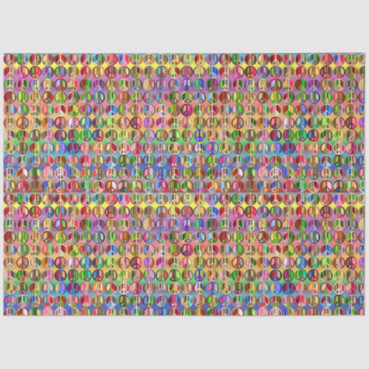 ヒッピーの絞り染め平和パターンの切り離し 薄葉紙 (正面)