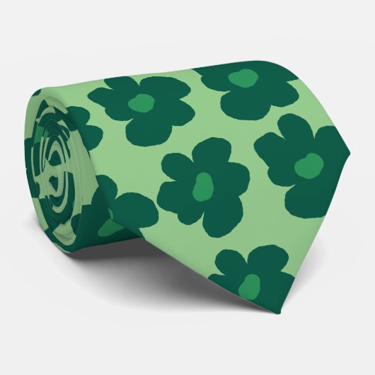ヒッピーの緑の花 ネクタイ (ロール)