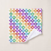 ヒッピーの虹色の花パターン バスタオルセット (ウォッシュタオル)