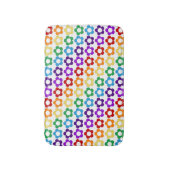 ヒッピーの虹色の花パターン バスマット (正面縦)