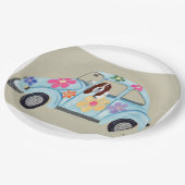 ヒッピーの車で楽しむバセットハウンド ペーパープレート (アングル)