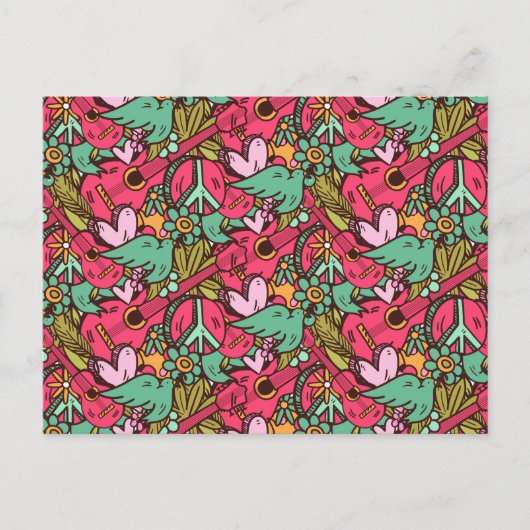 ヒッピーの鳥と平和のサイン ポストカード (正面)