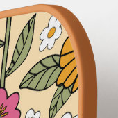 ヒッピーの70年代 フラワームッシュルーム ボヘミアンフラワー アイ&名前 ピックルボールラケット (左詳細)