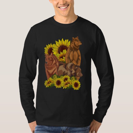 ヒッピーひまわり森林動物 Tシャツ (正面)