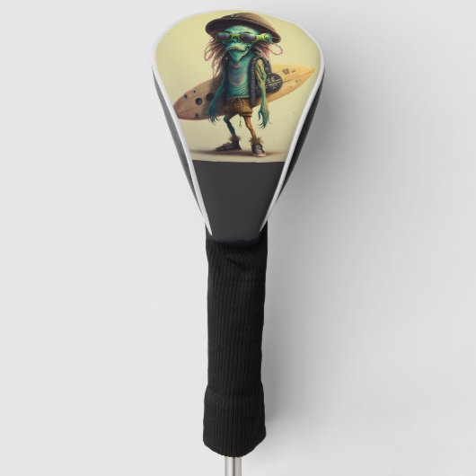 ヒッピーカッコいいサーファーエイリアンフード付きスウェットシャツ ゴルフヘッドカバー (正面)