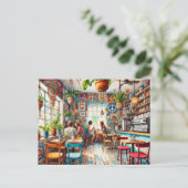 ヒッピーカフェインマイアミウォーターカラー ポストカード (スタンド正面)