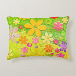 ヒッピーカラフルグルービー花 アクセントクッション