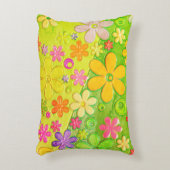 ヒッピーカラフルグルービー花 アクセントクッション (正面(垂直))